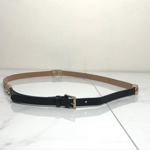J.Crew Mixed Leather Rivet Tan & Black Thin Belt - Picture 2 of 8